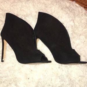 Black suede heels